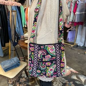 Vera Bradley Pink and Purple Crossbody Bag with Floral Paisley Design